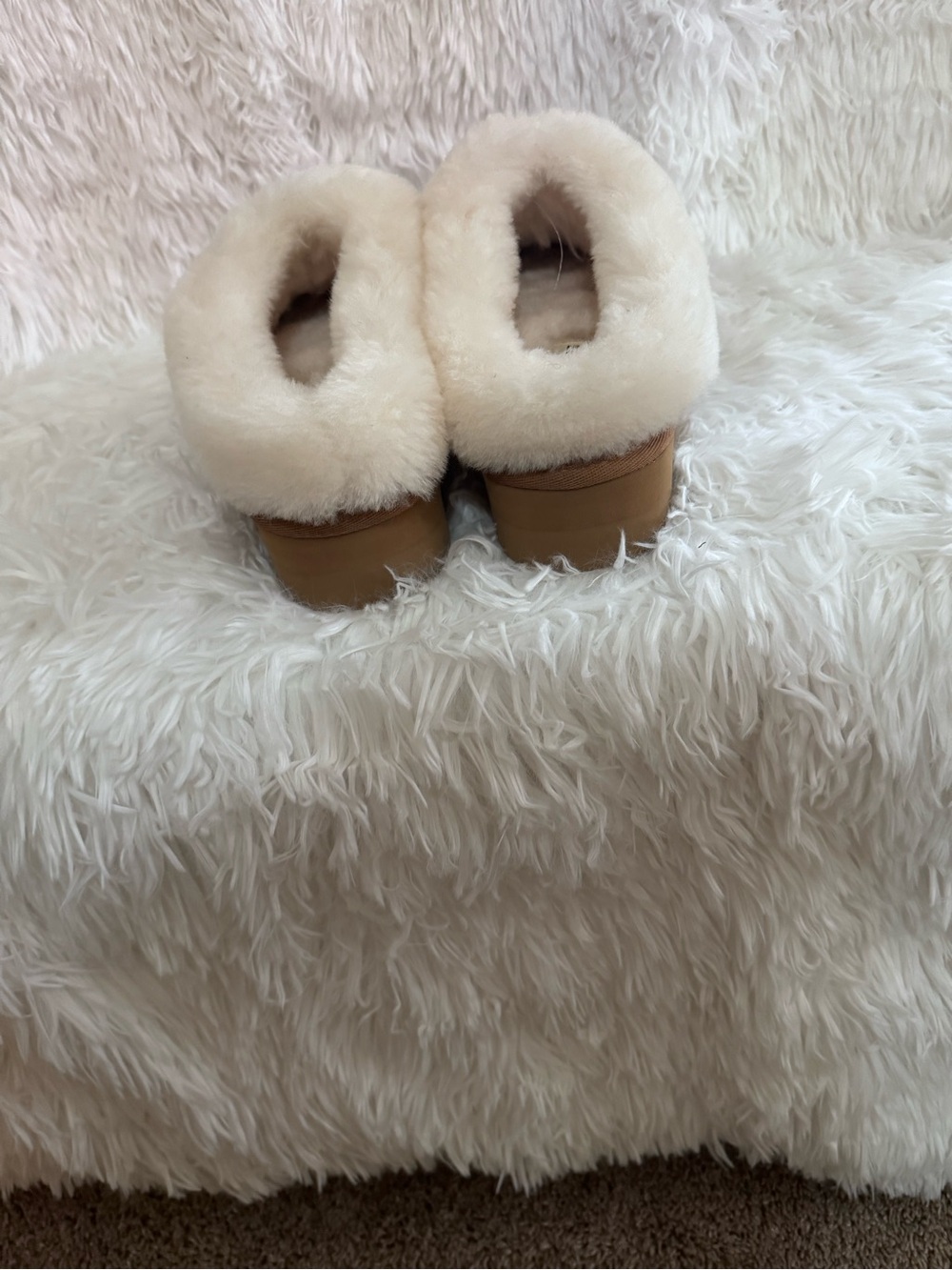 Fireside Quilted Suede Slippers with Plush Cream Shearling Trim - Picture 4 of 4